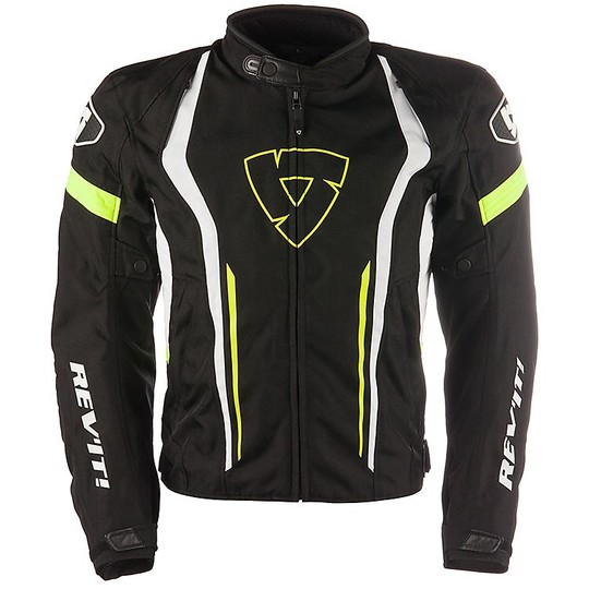 Moto jacket in fabric Rev'it RACEWAY Black Fluorescent Yellow