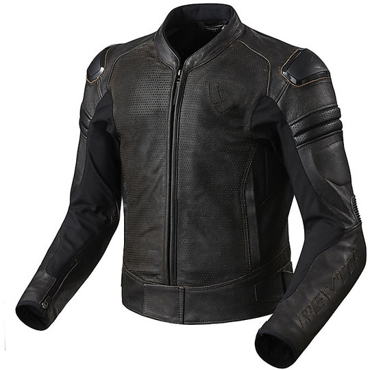 Moto jacket in Pette Traforato Rev'it AKIRA AIR Vintage Dark Brown For ...