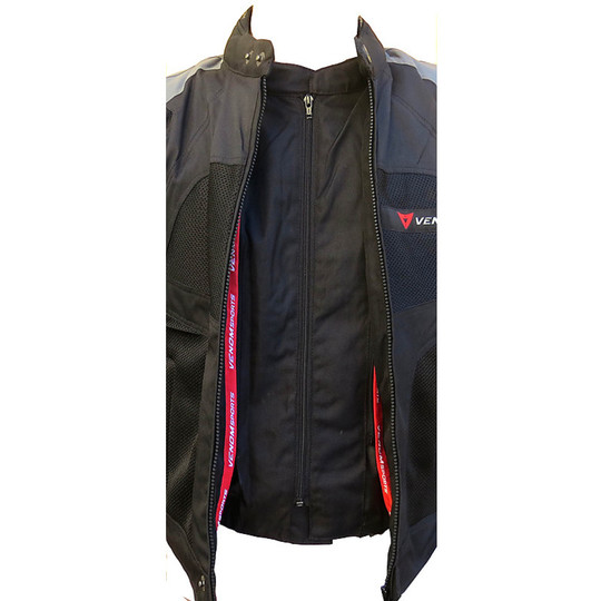 Moto Jacket Jacket Fabric Mesh Sports Venom Three Layers Perforated Black Grey