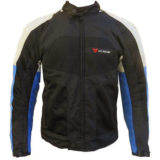 Moto Jacket Jacket Fabric Mesh Sports Venom Three Layers Perforated Grey Blue