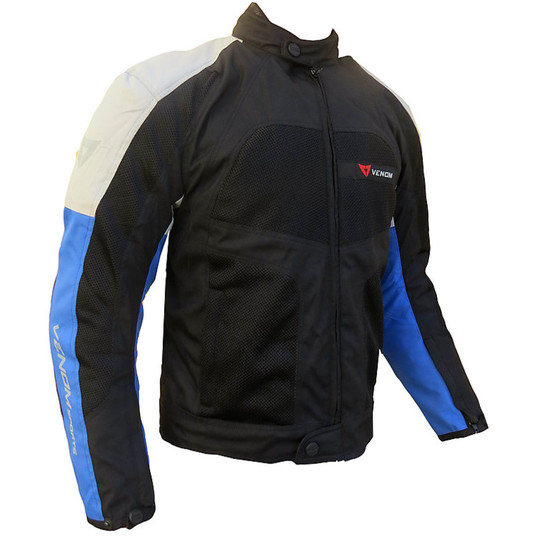 Moto Jacket Jacket Fabric Mesh Sports Venom Three Layers Perforated Grey Blue