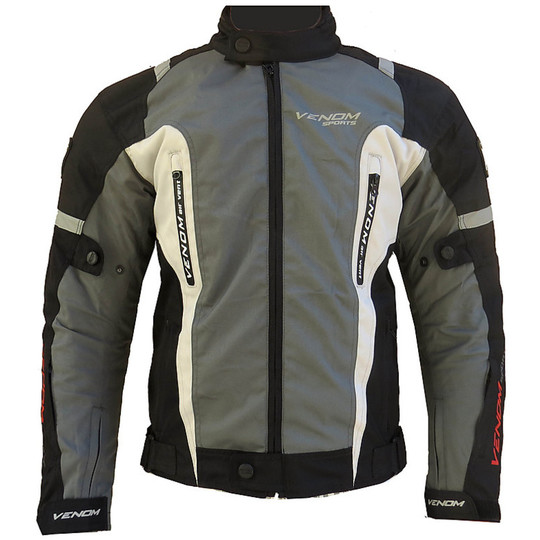Moto Jacket Jacket Fabric Venom Speed ​​Three Layers Black GREY