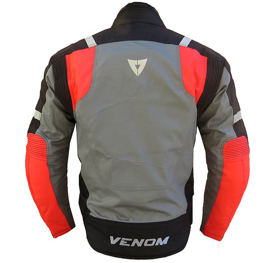 Moto Jacket Jacket Fabric Venom Speed ​​Three Layers Black Red