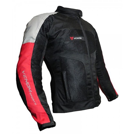 Moto Jacket Jacket Fabric Women's Sport Air Lady Venom Three Layers Perforated Black Grey Red