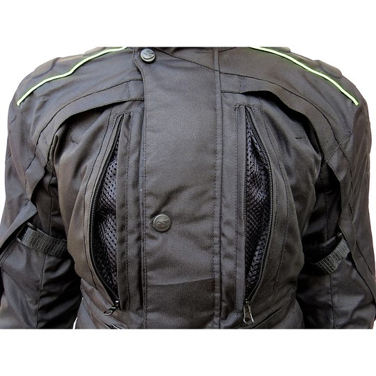 Moto jacket jacket Judges Magma Black Fluorescent Yellow Fabric Triple Layer