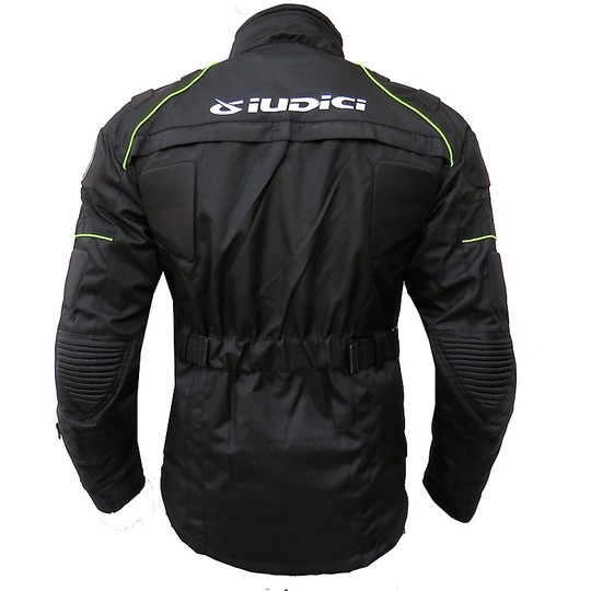 Moto jacket jacket Judges Magma Black Fluorescent Yellow Fabric Triple Layer