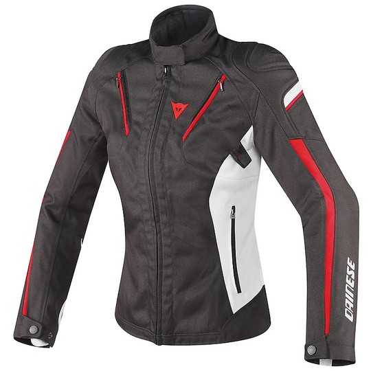 Moto jacket Lady Dainese Stream Line D-Dry Black Ice Red