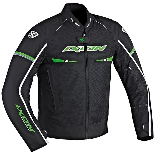 Moto jacket Technical Fabric Ixon PITRACE Black Green White