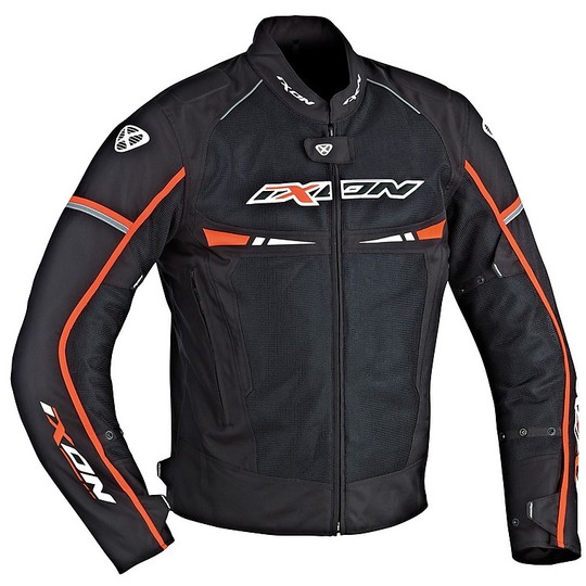 Moto jacket Technical Fabric Ixon PITRACE Black White Orange