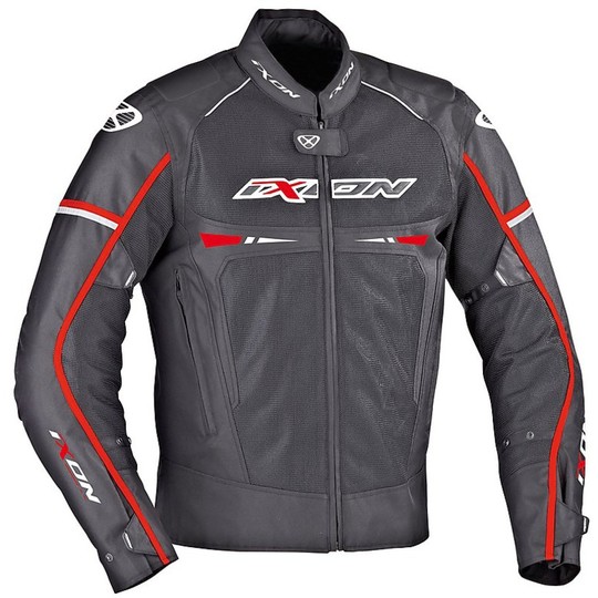 Moto Jacket Technical Fabric Ixon PITRACE Black White Red