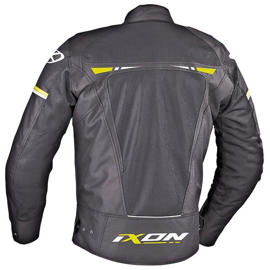 Moto Jacket Technical Fabric Ixon PITRACE Black White Yellow Vivo