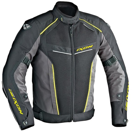 Moto Jacket Technical Fabric Ixon Stratus HP Black White Yellow Vivo 4 Seasons