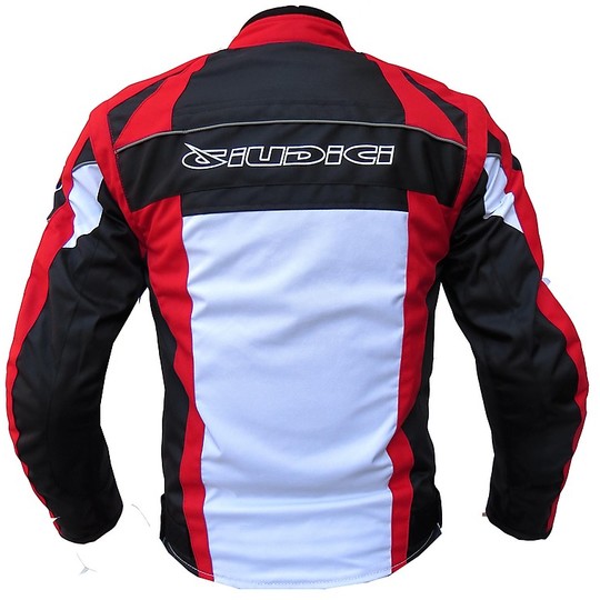 Moto jacket Technical Judges lizard Removable and detachable sleeves Black White Red