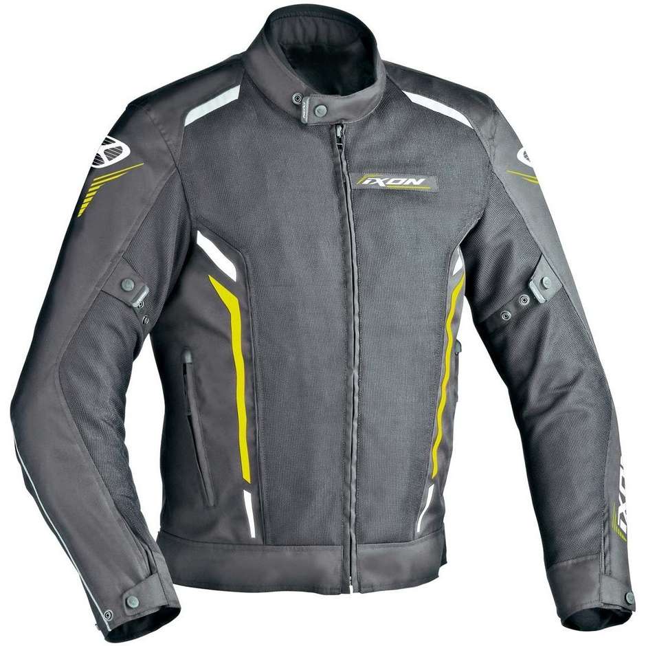 Moto Jacket Technical Summer Fabric Ixon COOLER Black White Yellow Vivo