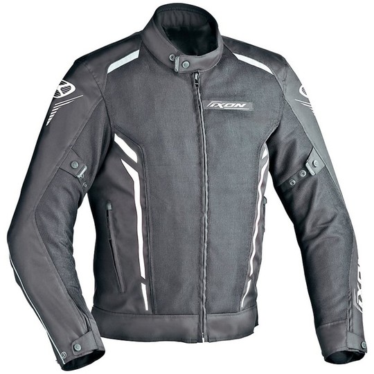 Moto Jacket Technical Summer Fabric Ixon COOLER Black White
