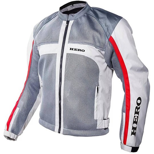 Moto jacket Technical Summer Traforato Hero Super Mash White Grey Red