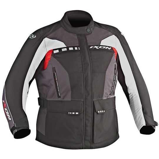 Moto jacket Woman In Fabric Ixon Corsica Lady C-Size Black Gray Red