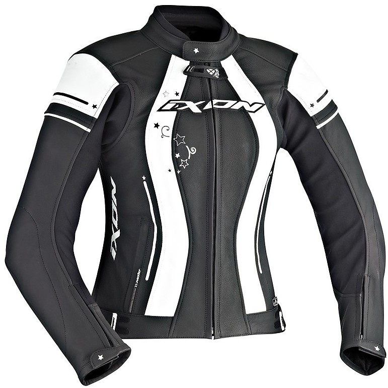 Moto jacket Woman In Leather Ixon Alcyone Lady Black White For