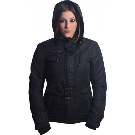 Moto jacket Woman In tissue City Hero 896 Black Hooded