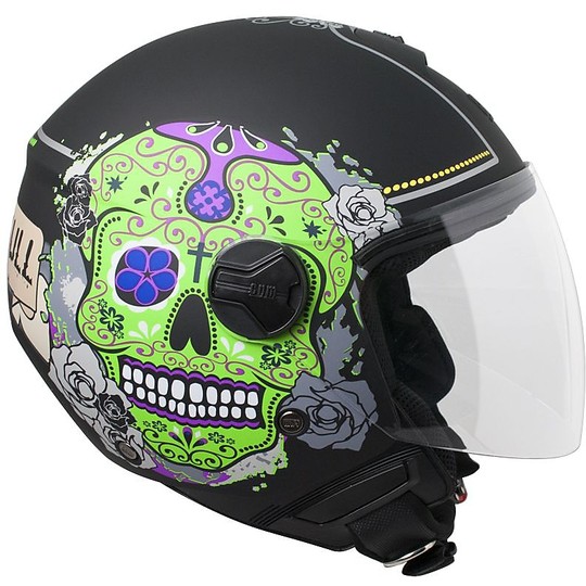Moto Jet CGM Helmet with 107S Yellow Opaque Cancun Black Opener