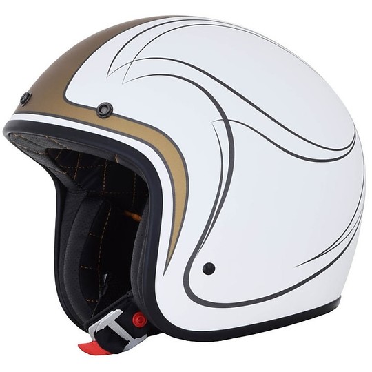 Moto Jet Custom Helmet AFX FX-76 Claymore White Gold Silver