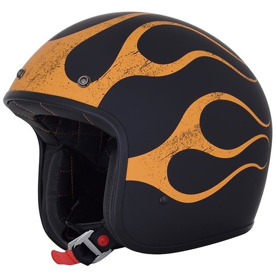Moto Jet Custom Helmet AFX FX-76 Dark Orange Flame Helmet