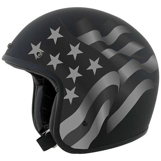 Moto Jet Custom Helmet AFX FX-76 Flags Freedom Stealth Black