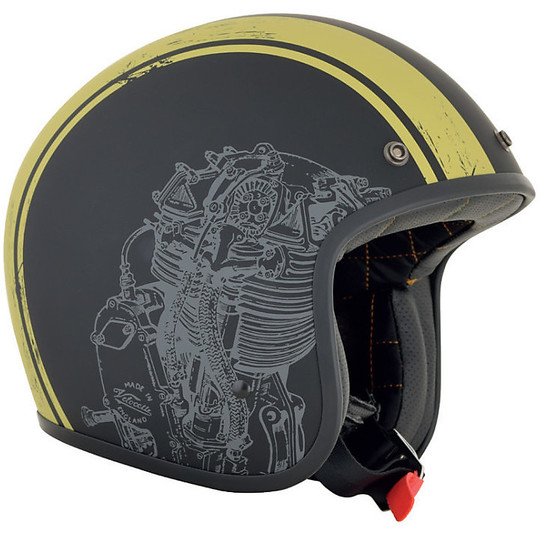 Moto Jet Custom Helmet AFX FX-76 Raceway Black Opaco Gold