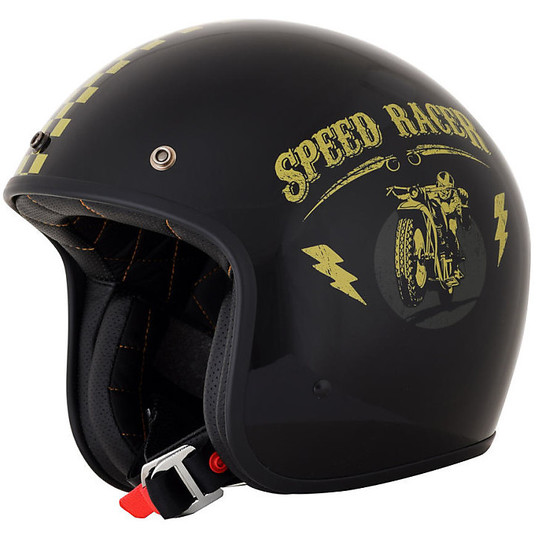 Moto Jet Custom Helmet AFX FX-76 Speed ​​Racer Black Shiny Gold