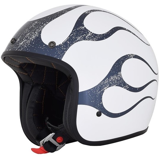 Moto Jet Custom Helmet AFX FX-76 White Flame Helmet