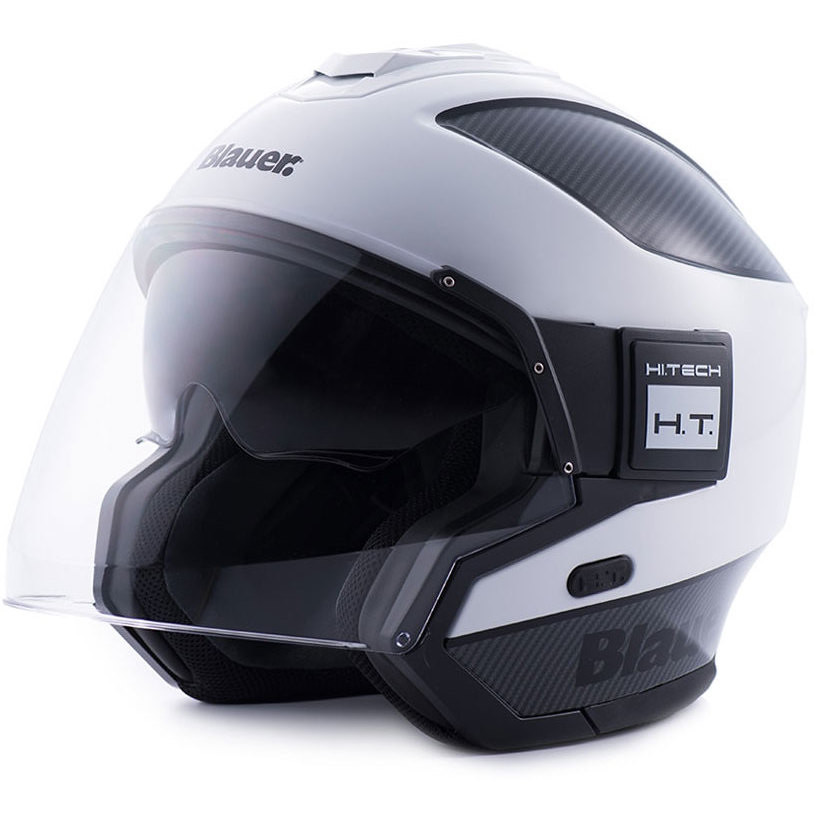 Moto-Jet-Helm aus Blauer Fiber ONLY White Black Carbon