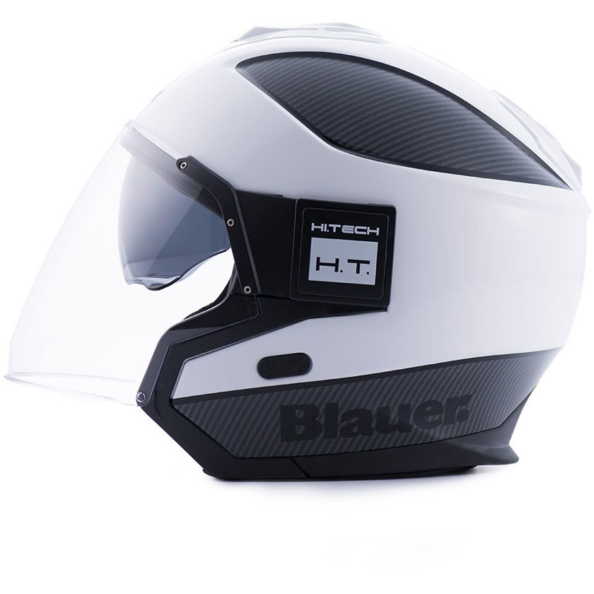 Moto-Jet-Helm aus Blauer Fiber ONLY White Black Carbon