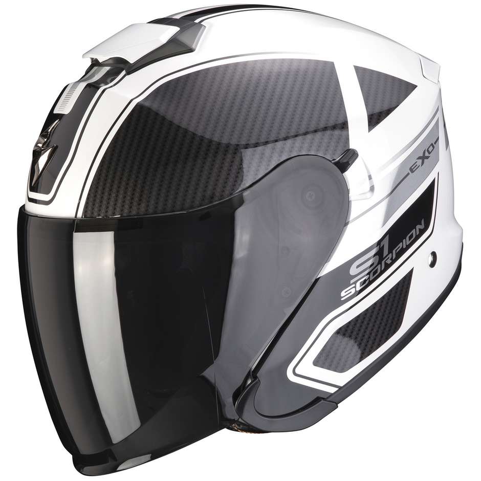 Moto Jet Helm aus Skorpionfaser EXO-S1 CROSS-VILLE Weiß Schwarz Silber