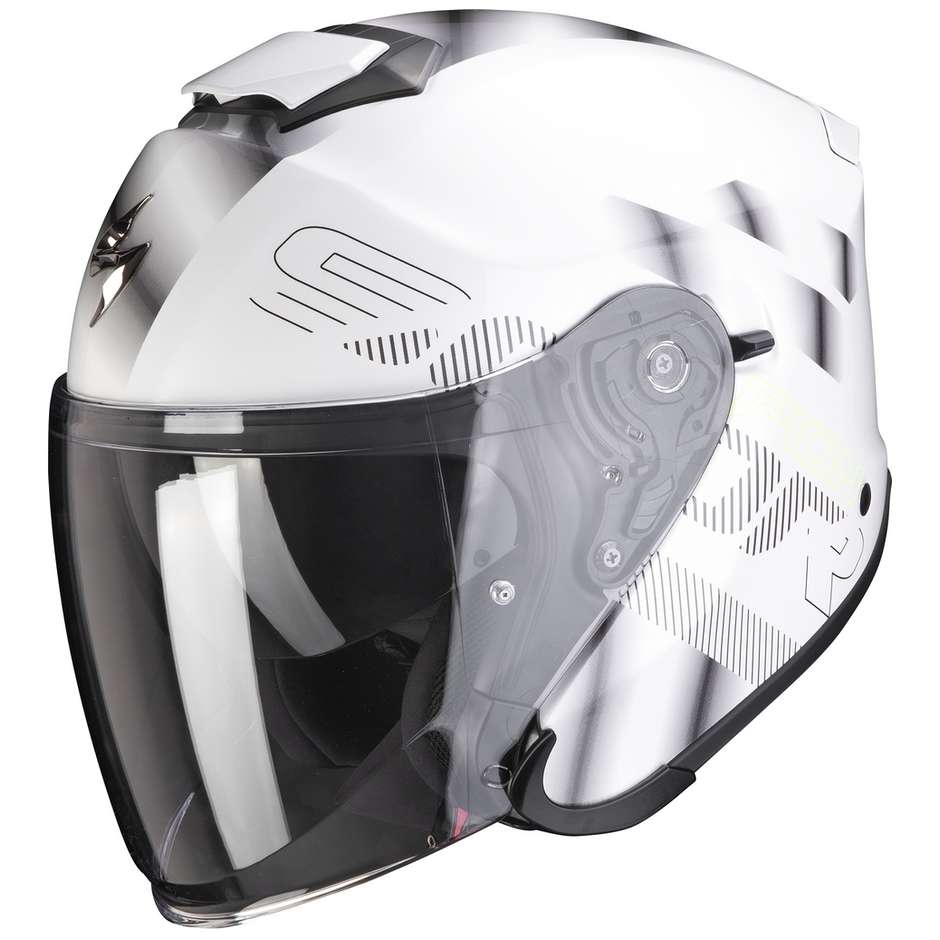 Moto Jet Helm aus Skorpionfaser EXO-S1 GRAVITY Weiß Silber