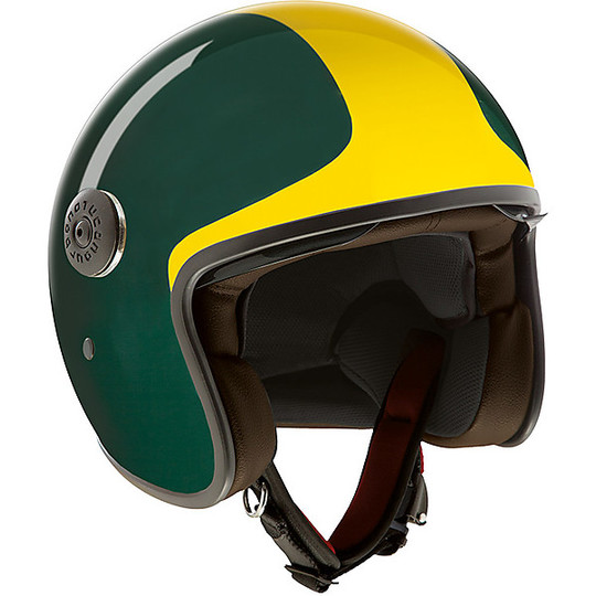 Moto Jet Helm aus Tucano Urbano Fiber EL'JET 1300 Britisches Poliertes Grün