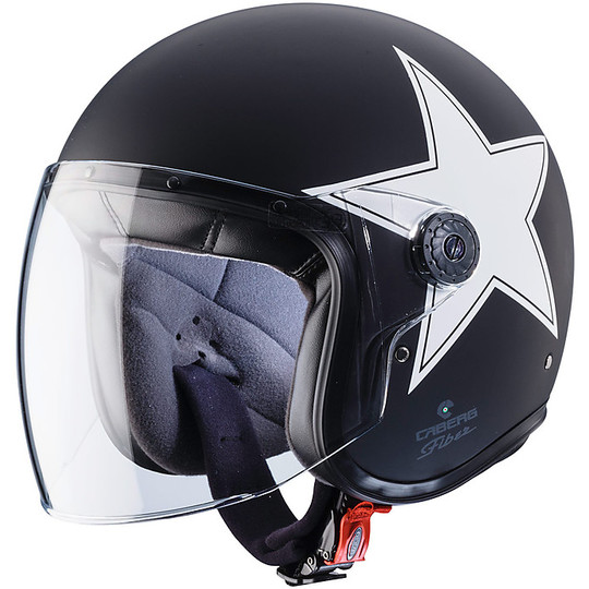 Moto Jet Helm Caberg Freeride Star Matt Schwarz Weiß