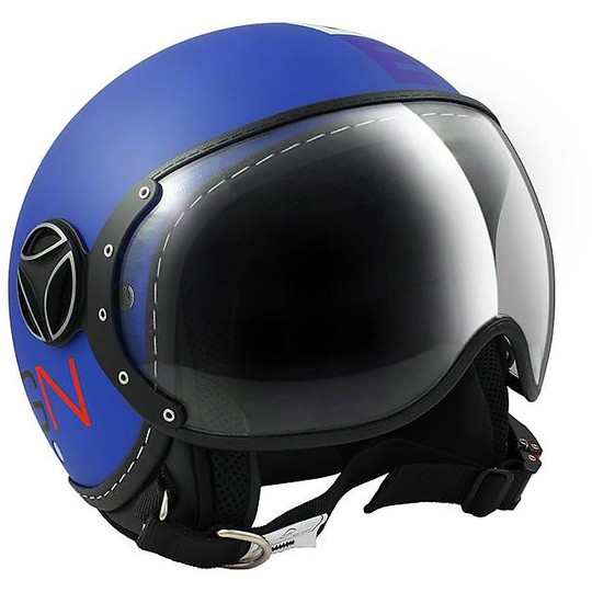 Moto Jet Helm für Kinder Momo Design FGTR BABY Matt Blau Aufkleber Multicolor