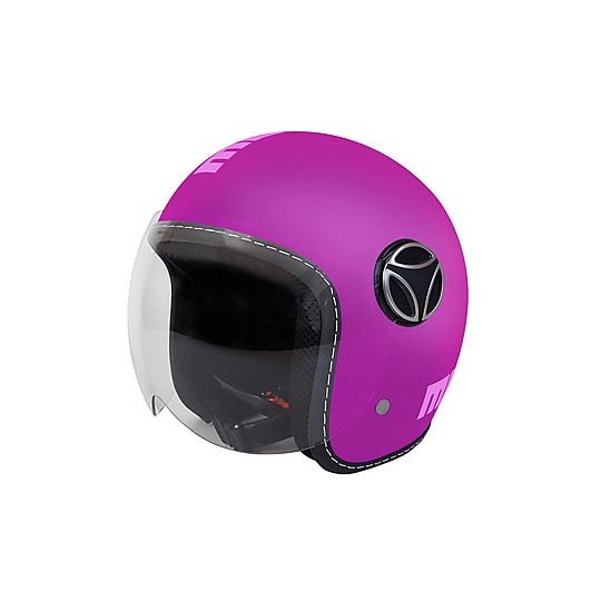 Moto Jet Helm für Kinder Momo Design JET-BABY Matte Purple Abziehbild Rosa