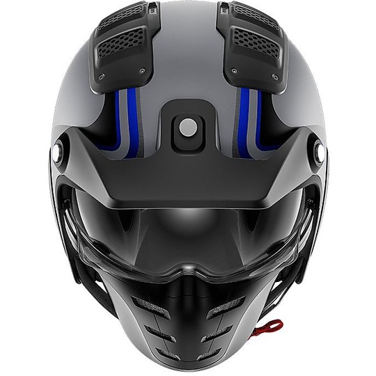 Moto Jet Helm in Fiber Shark X-DRAK HISTER Schwarz Blau Anthrazit Matt