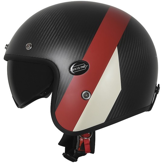 Moto Jet Helm Kohlefaser Herkunft SIRIO CRONO Schwarz Opaque Red