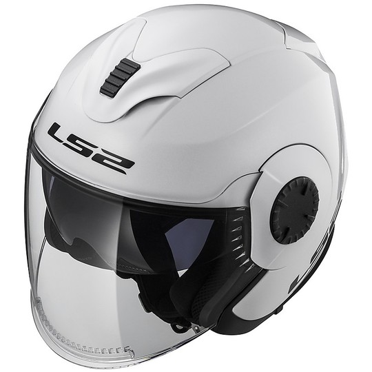 Moto Jet Helm LS2 OF570 Gegen Doppel Visier Mono Weiß