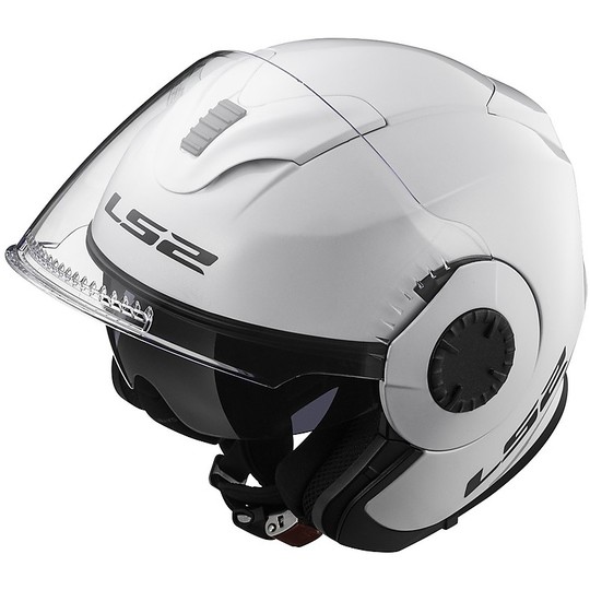 Moto Jet Helm LS2 OF570 Gegen Doppel Visier Mono Weiß