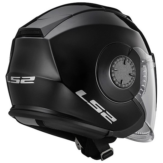 Moto Jet Helm LS2 OF570 Gegen Solid Doppel Visier Glänzend schwarz
