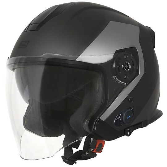 Moto Jet Helm mit Bluetooth integrierten PALIO 2.0 BT EKO Herkunft Titan matt schwarz