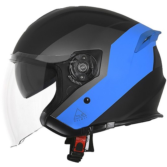 Moto Jet Helm mit integriertem Bluetooth-Ausgang PALIO 2.0 BT EKO Schwarz Matt Blau