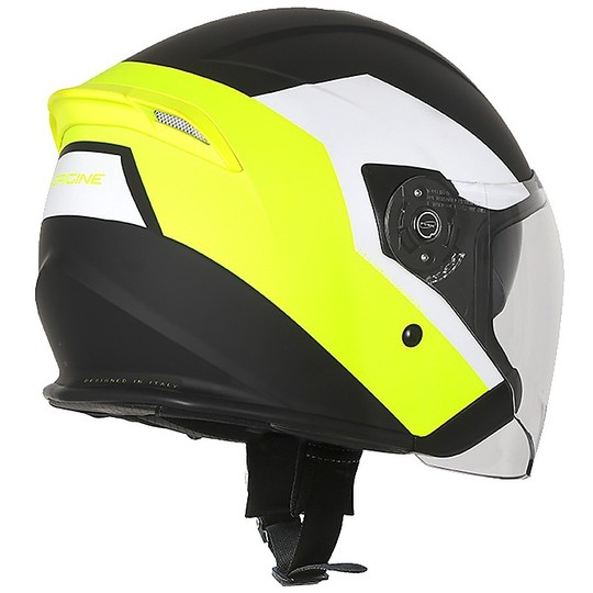 Moto Jet Helm mit integriertem Bluetooth-Ursprung PALIO 2.0 BT EKO Schwarz Gelb Fluo Matt