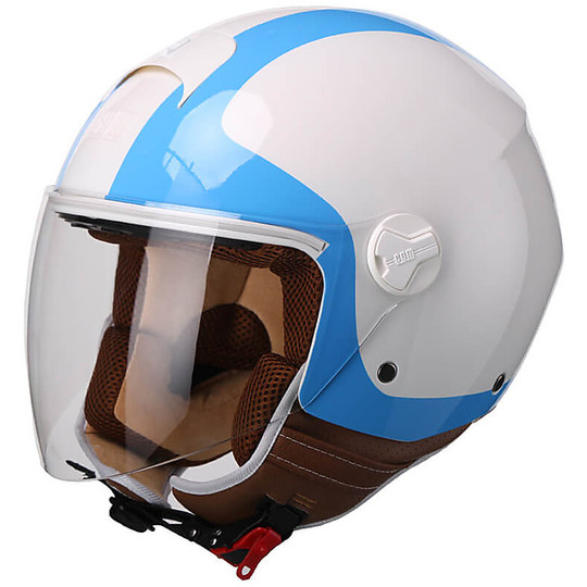 Moto Jet Helm mit langem Visier CGM 107A FLORENCE White Blue
