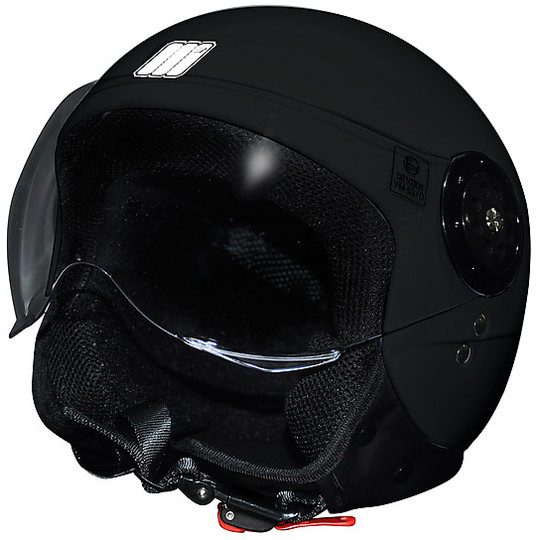 Moto Jet Helm mit Menschen Jeko Matt Black Convex Visor