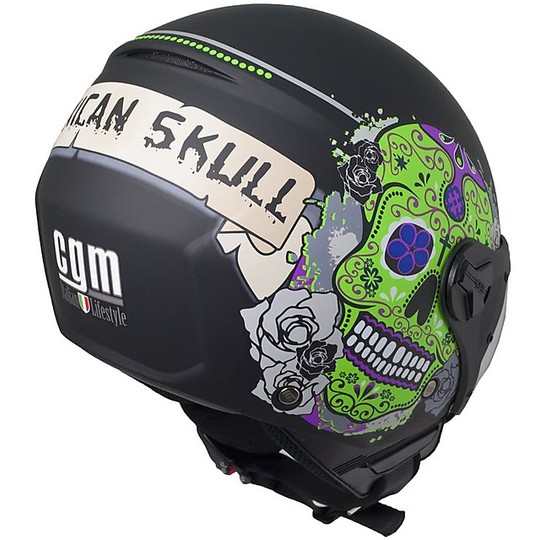 Moto Jet-Helm mit Visier CGM Lange 107S Cancun Matt Black