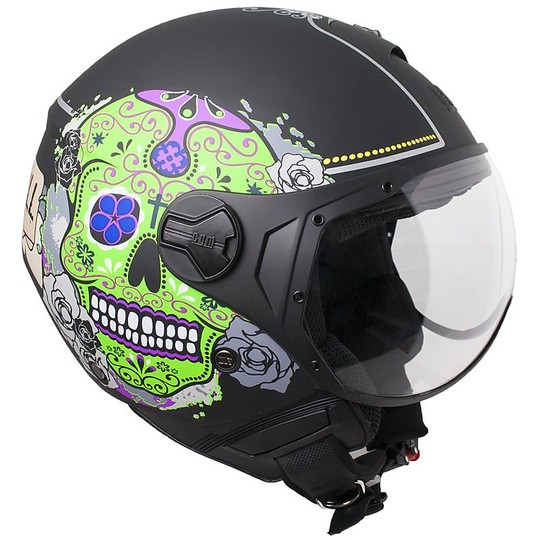 Moto Jet-Helm mit Visier CGM sagomata 107S Cancun Matt Black